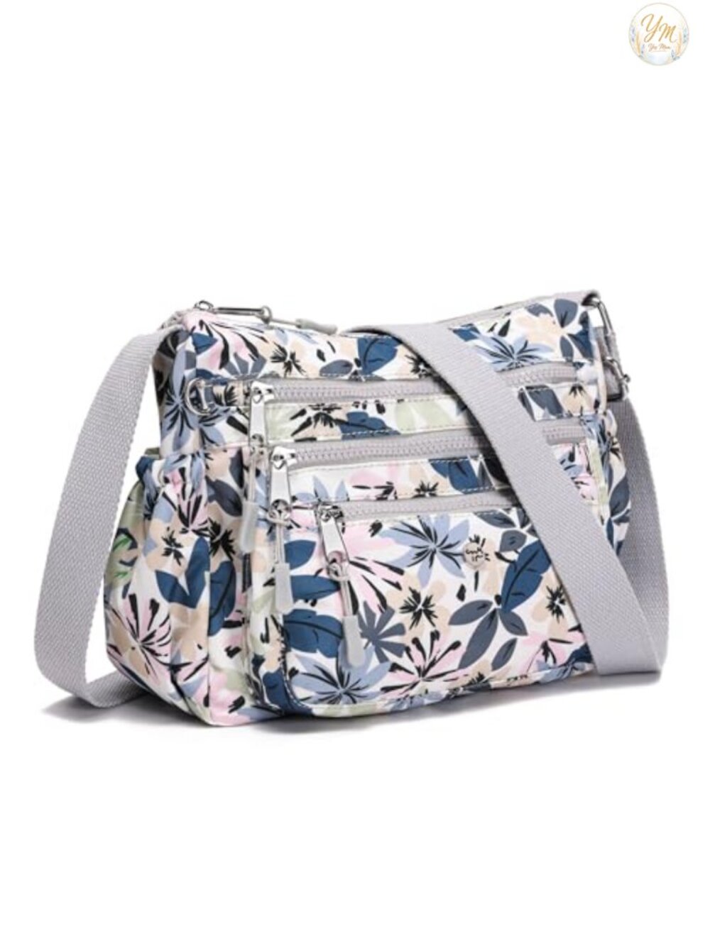 Nylon Crossbody Bag Multi Pocket Purse Adjustable Strap